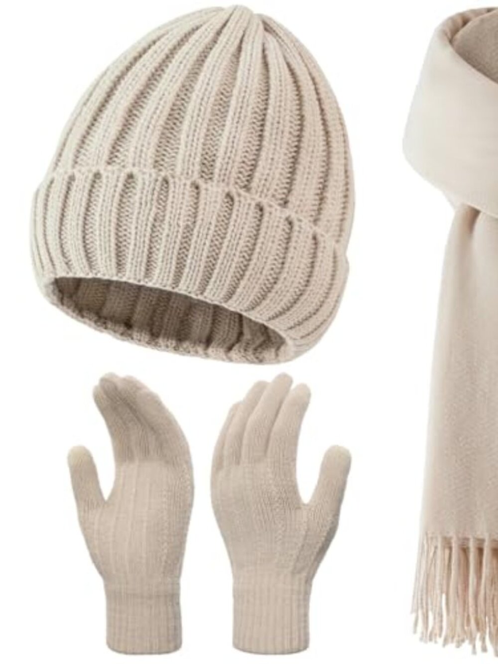 Winter Beanie Hat Scarf Gloves Set, Hat Gloves Scarf Set Women | 3 in 1 Set